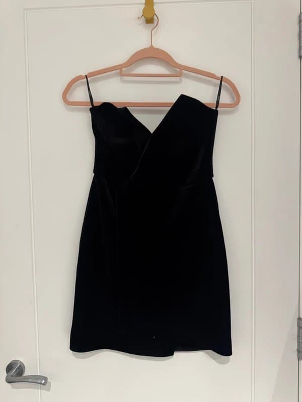 ASOS ASOS Black Velvet Strapless Fitted Dress | UK 10