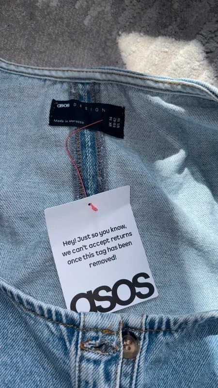 ASOS ASOS Denim Mini Dress – Button Front – Size 14 – Blue Jean Dress – New With Tags