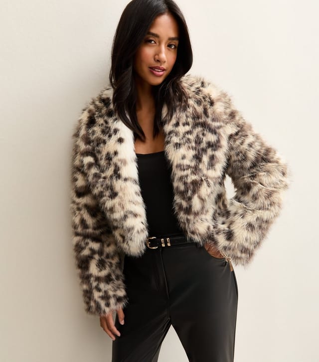 New Look Women's Petite Brown Animal Print Faux Fur Coat New Look - 2