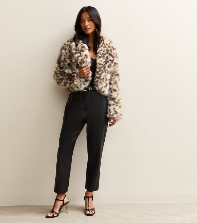 New Look Women's Petite Brown Animal Print Faux Fur Coat New Look - 3