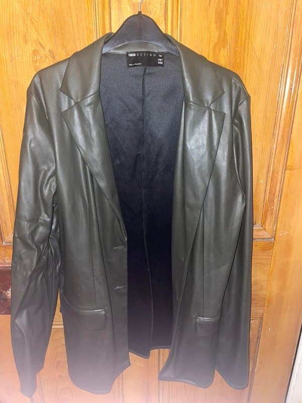 ASOS khaki faux leather blazer