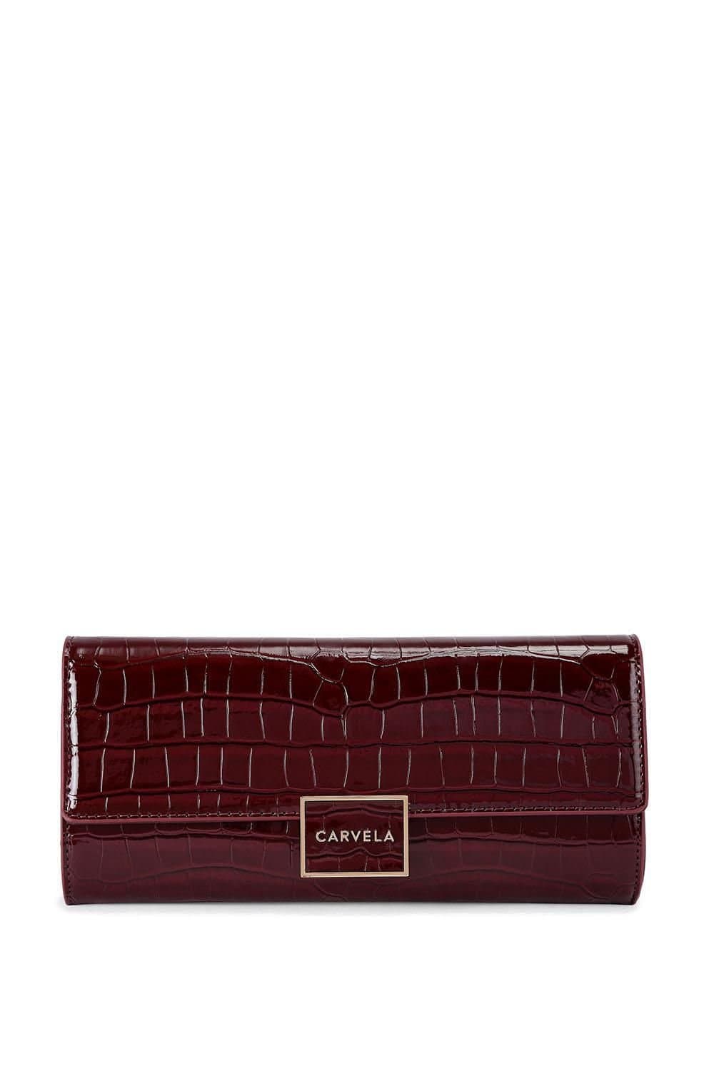 Carvela Carvela Women's 'Jessica Clutch' Croc Print Bag In Dark Red