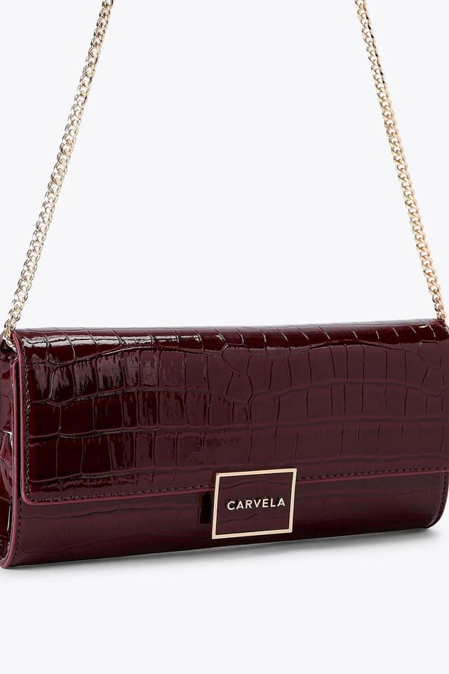 Carvela Carvela Women's 'Jessica Clutch' Croc Print Bag in Dark Red - 2