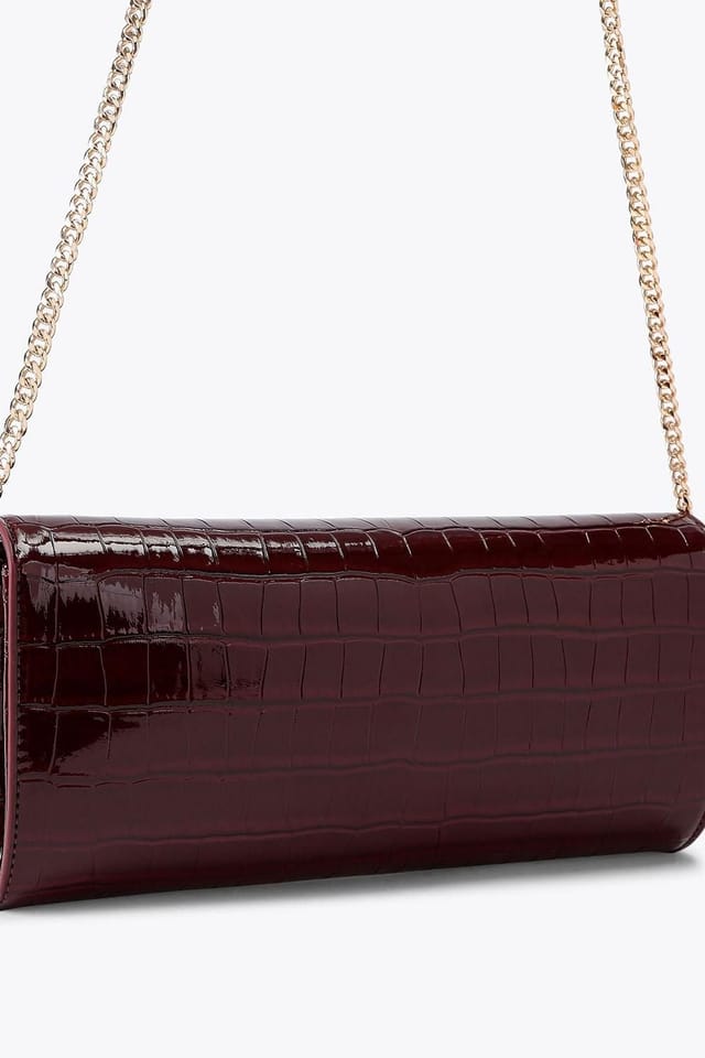 Carvela Carvela Women's 'Jessica Clutch' Croc Print Bag in Dark Red - 3