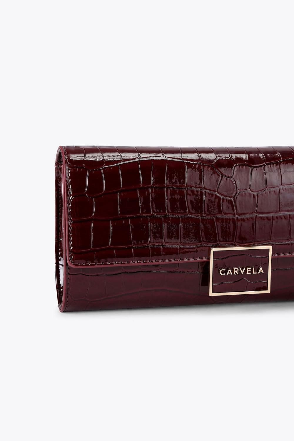 Carvela Carvela Women's 'Jessica Clutch' Croc Print Bag in Dark Red - 4