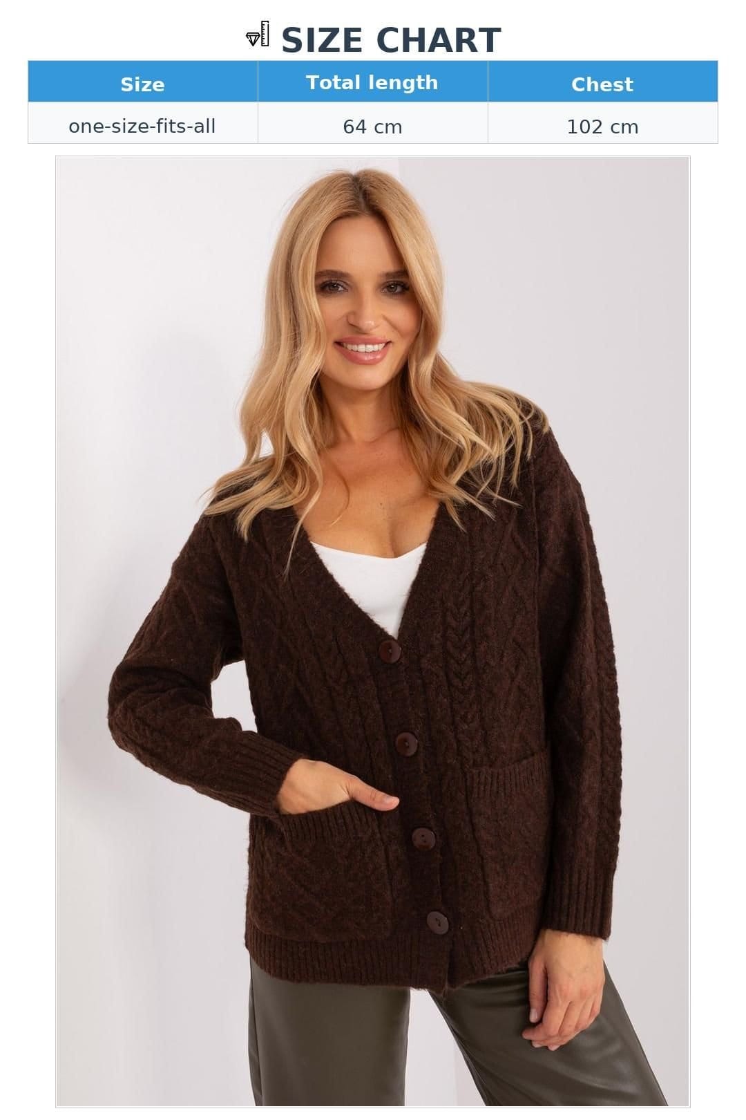 Love Lace Love Lace Women's V Neck Button Cardigan Sweater with Texture in Brown - 4