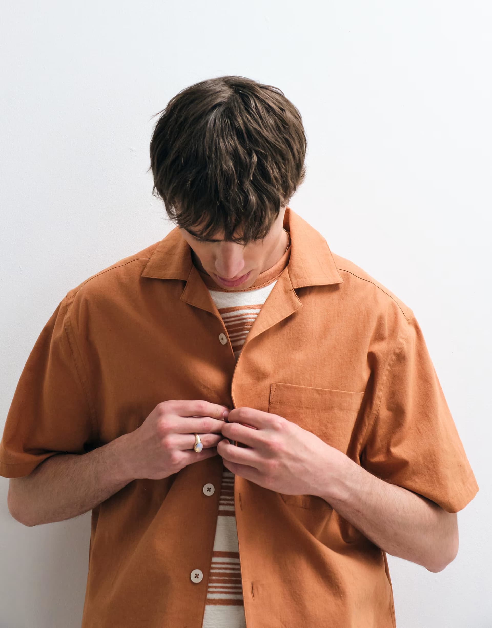 ASOS ASOS COLLECTIVE co-ord relaxed cotton shirt with linen in orange