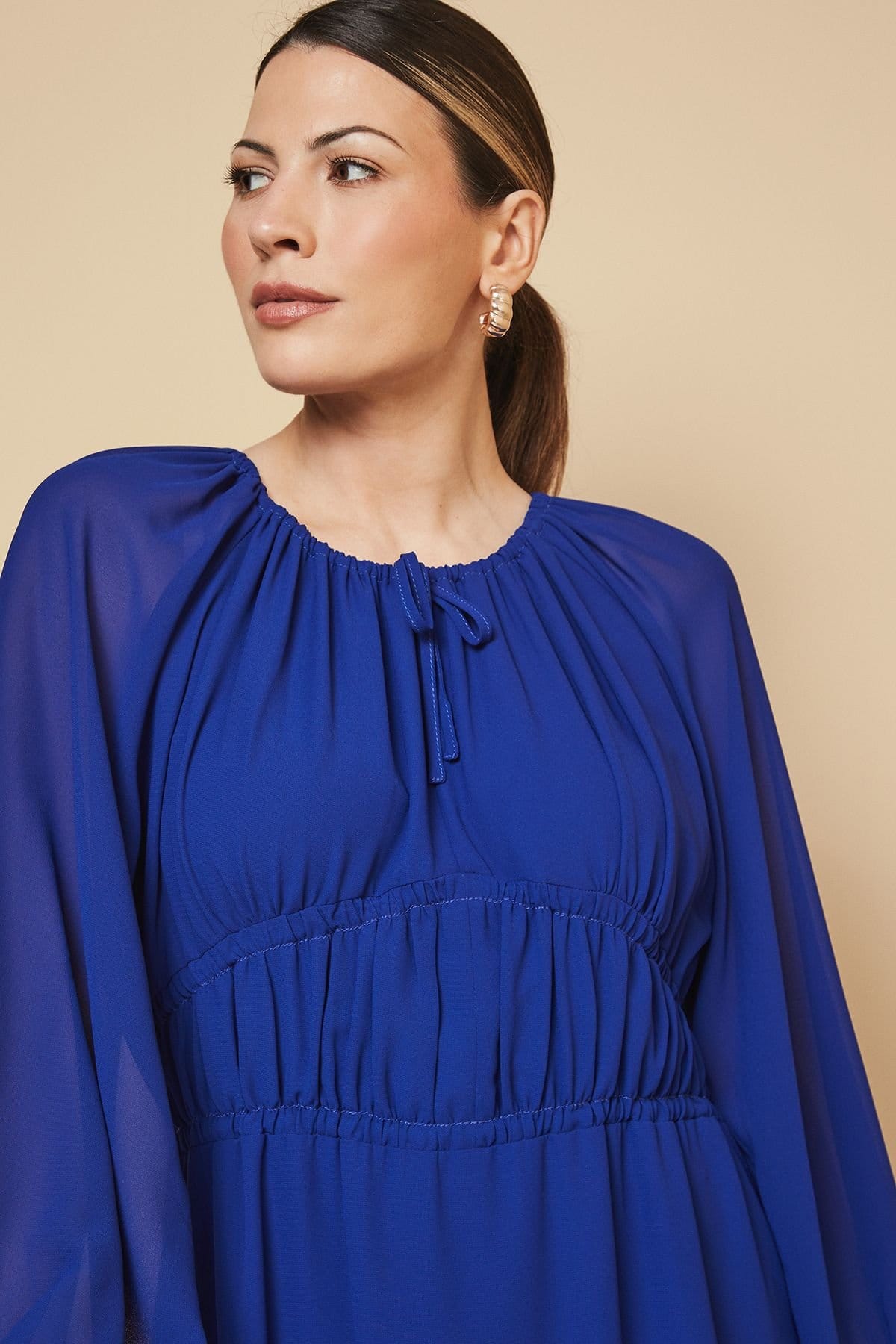 Wallis Wallis Women's Woven Tie Front Waist Detail Midi Dress in Cobalt - 4