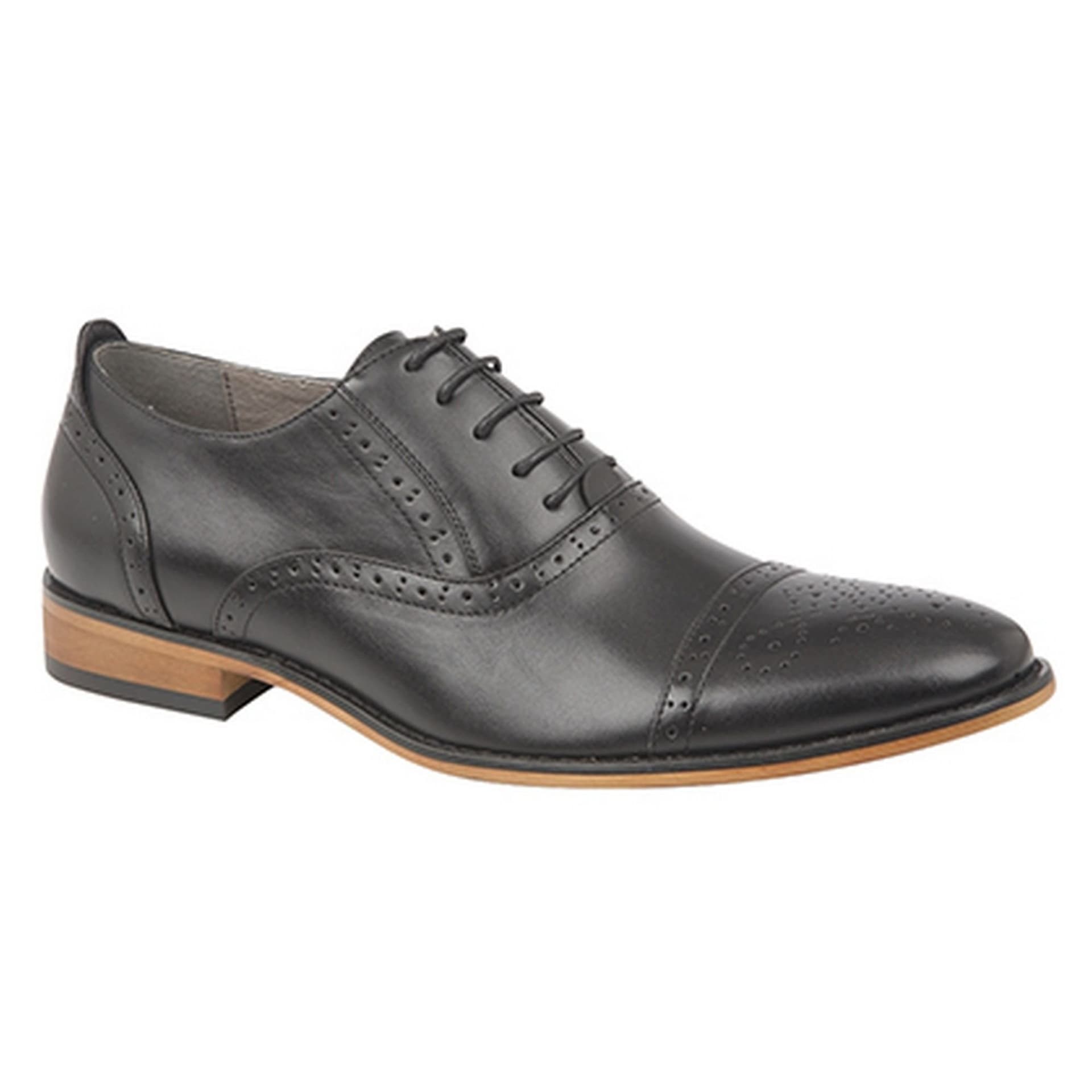Goor Goor Men's Capped Lace Oxford Brogue Shoes in Black