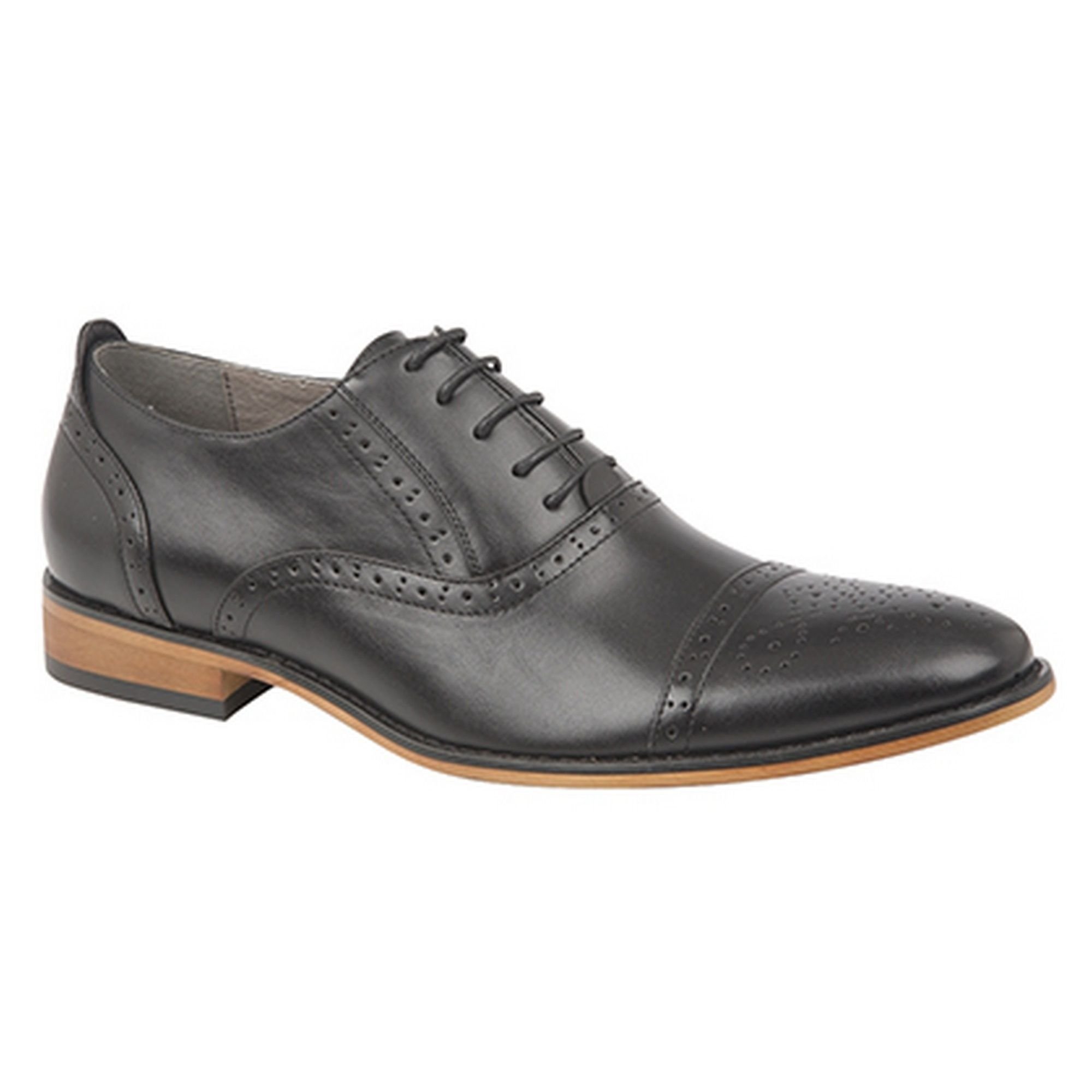Goor Goor Men's Capped Lace Oxford Brogue Shoes in Black - 4