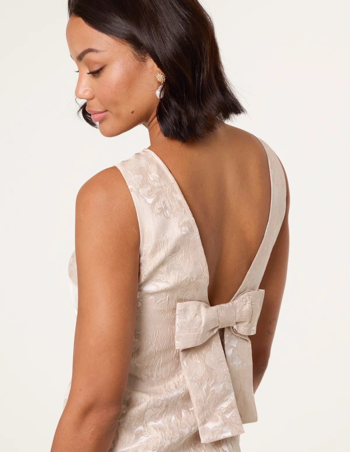 Blue Vanilla Luxe Jacquard Bow Back Dress - 4