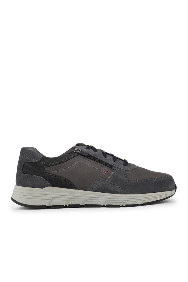 Pavers Pavers Men's Leather Zip & Lace Fasten Casual Shoes in Dark Grey - 2