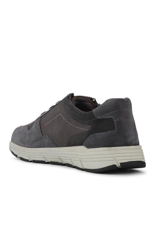 Pavers Pavers Men's Leather Zip & Lace Fasten Casual Shoes in Dark Grey - 3
