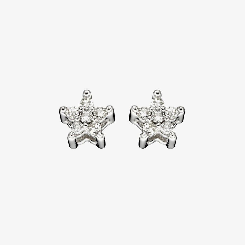 T.H.Baker T.H.Baker Women's 9ct White Gold Diamond Star Stud Earrings GE2353 in Silver