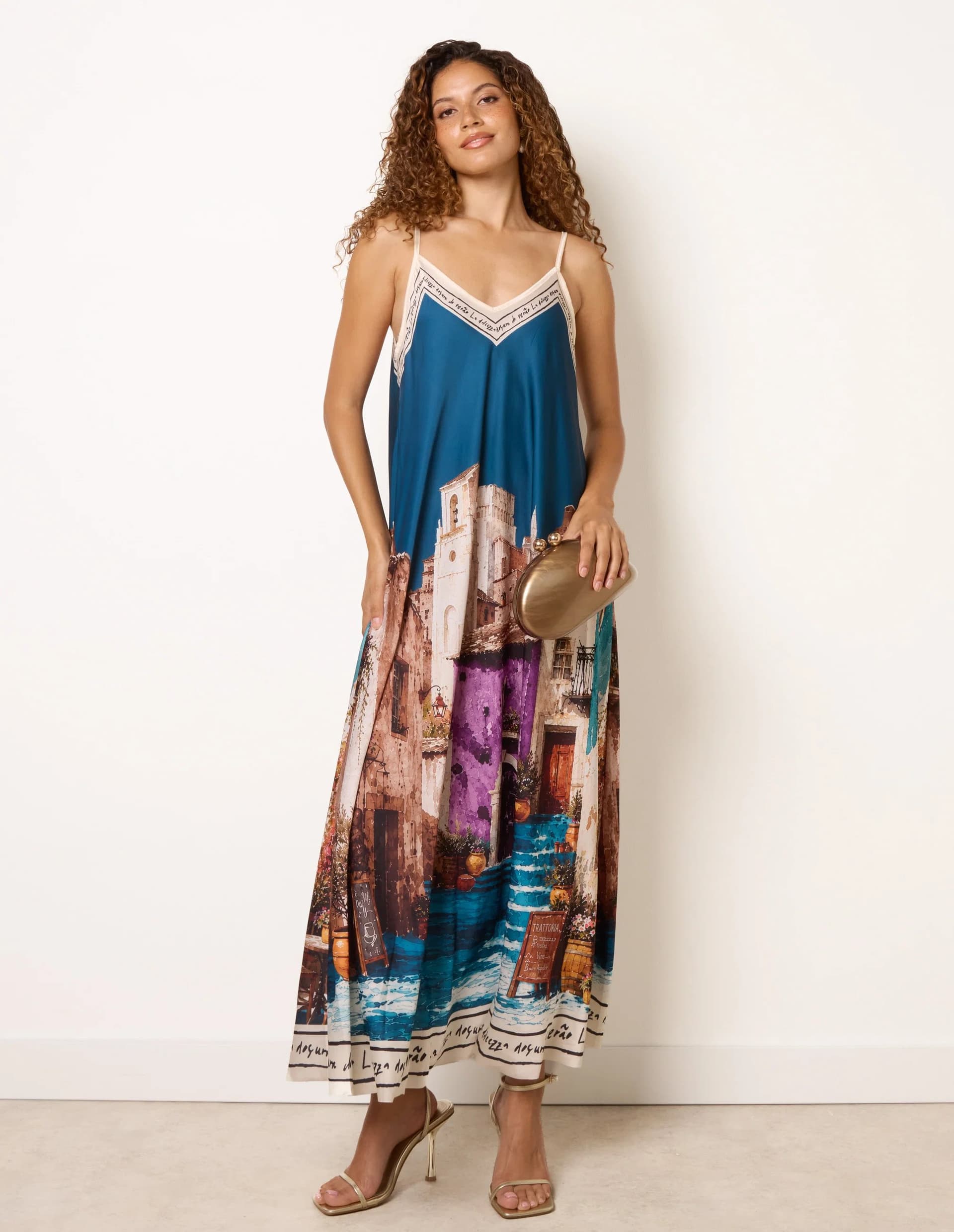 Blue Vanilla Satin Cami Dress