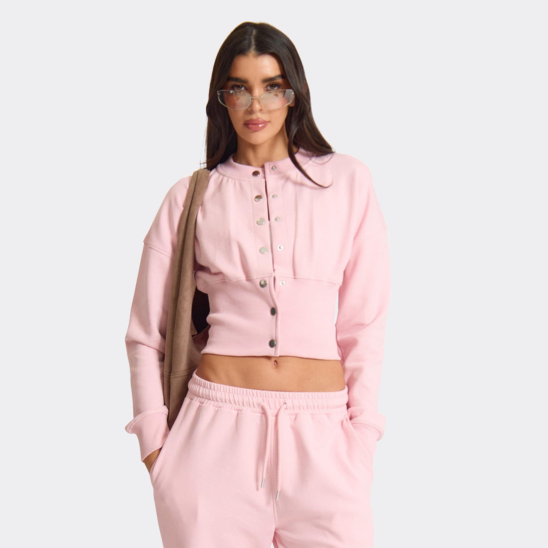 EGO EGO Pink Long Sleeve Popper Front Sweatshirt