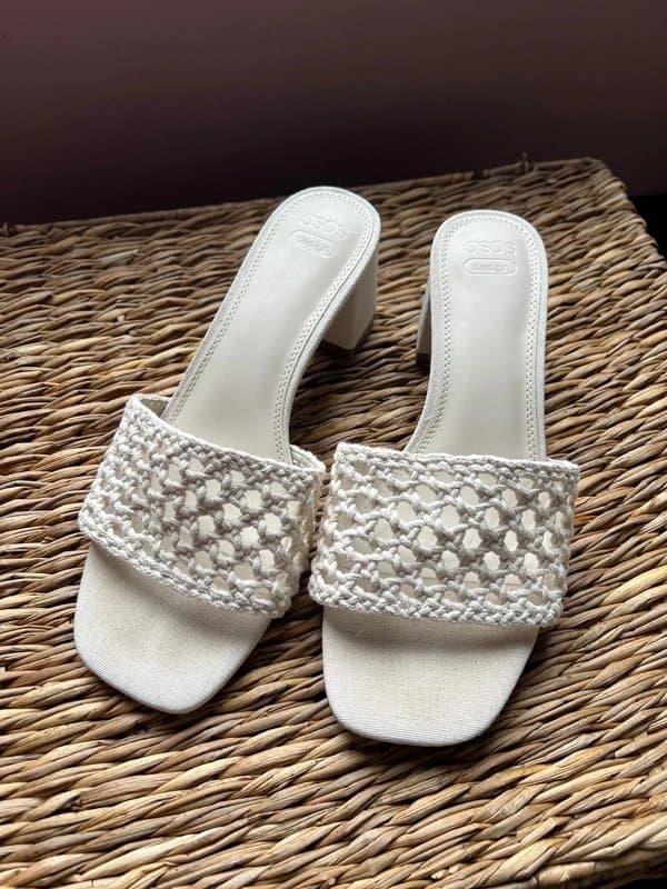 ASOS ASOS white crochet midi heels
