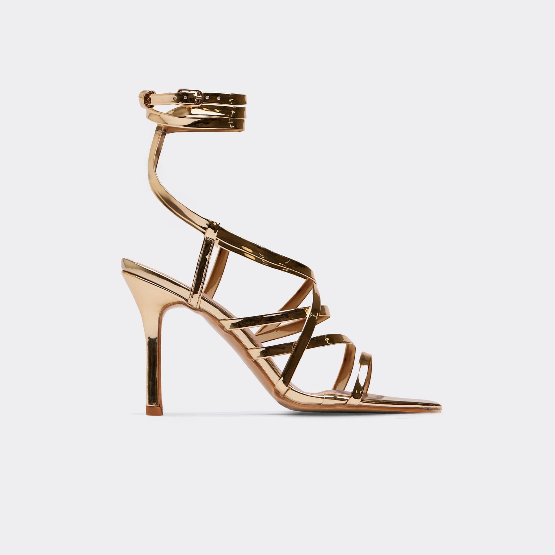 EGO EGO Gold Patent Strappy Square Toe Heel, Women's Size UK 3