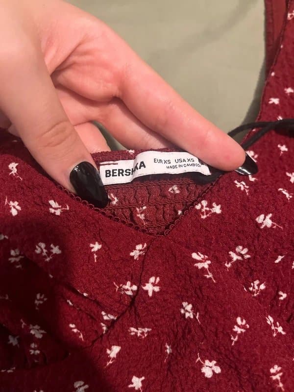 Bershka Red flowy dress with white flowers