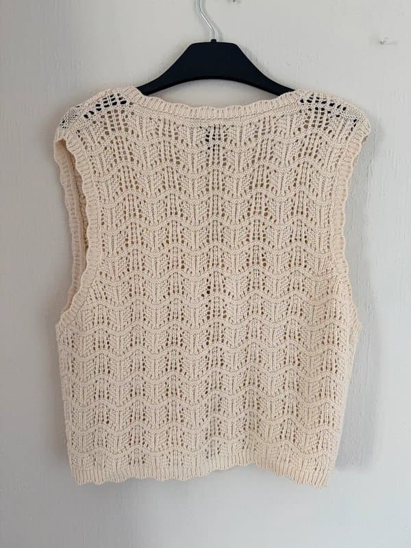 New Look New Look ASOS Buy Cream Beige Crochet Knit Waistcoat