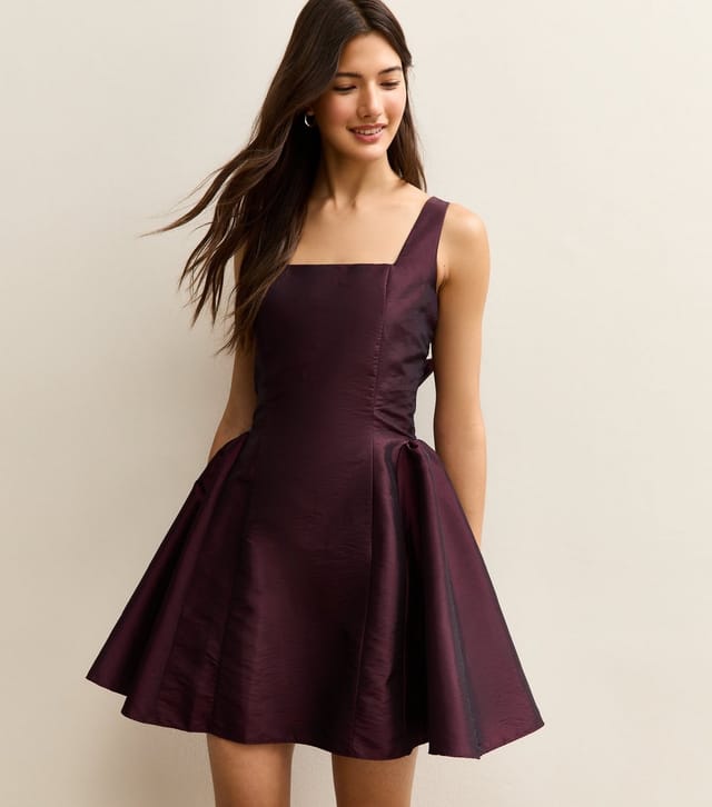 New Look Women's Burgundy Bow Back Taffeta Mini Dress New Look - 2