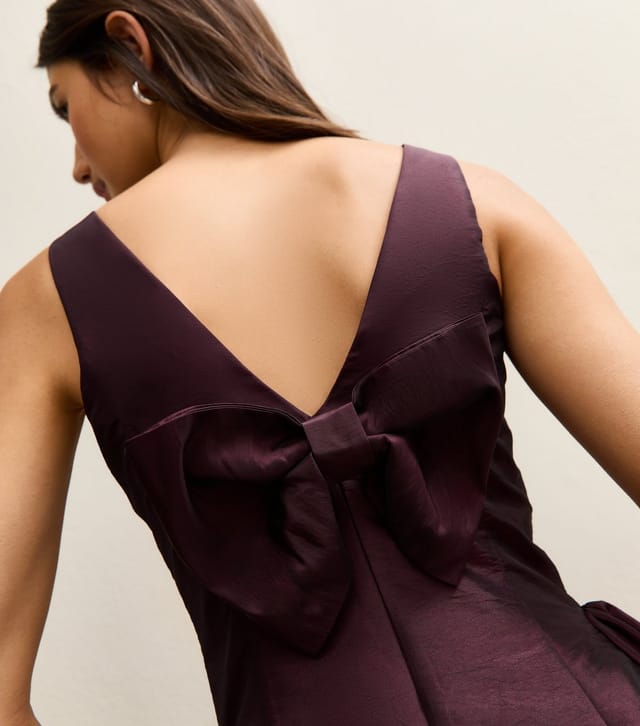 New Look Women's Burgundy Bow Back Taffeta Mini Dress New Look - 3
