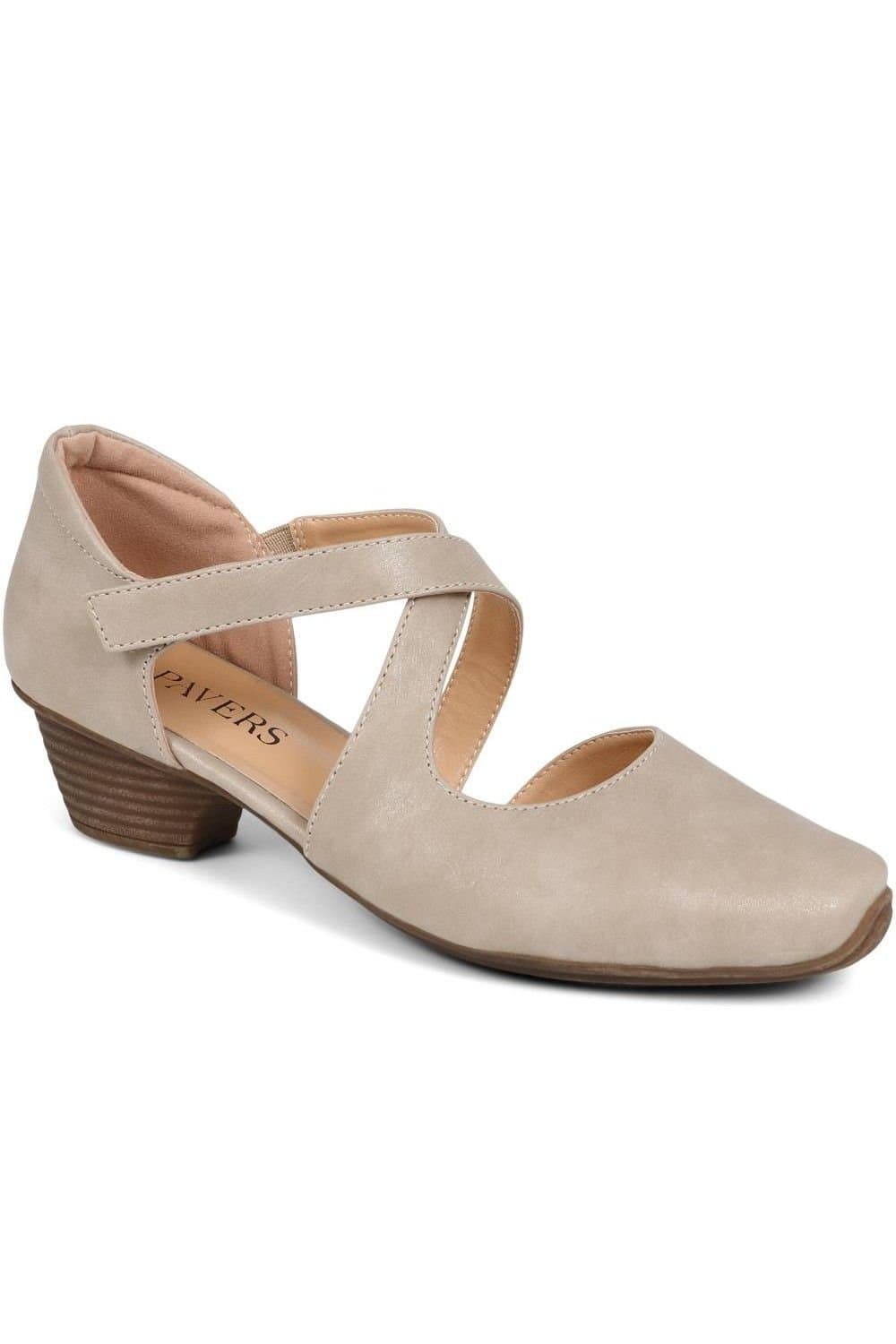 Pavers Pavers Beige Low-Heeled Court Shoes for Women