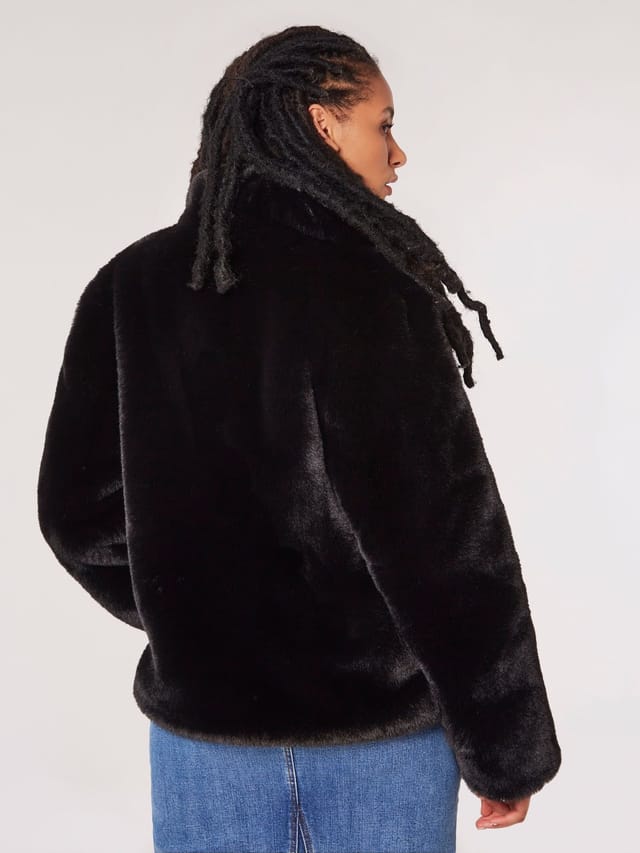 Apricot Apricot Women's Short Opulent Fur Coat in Black - 3