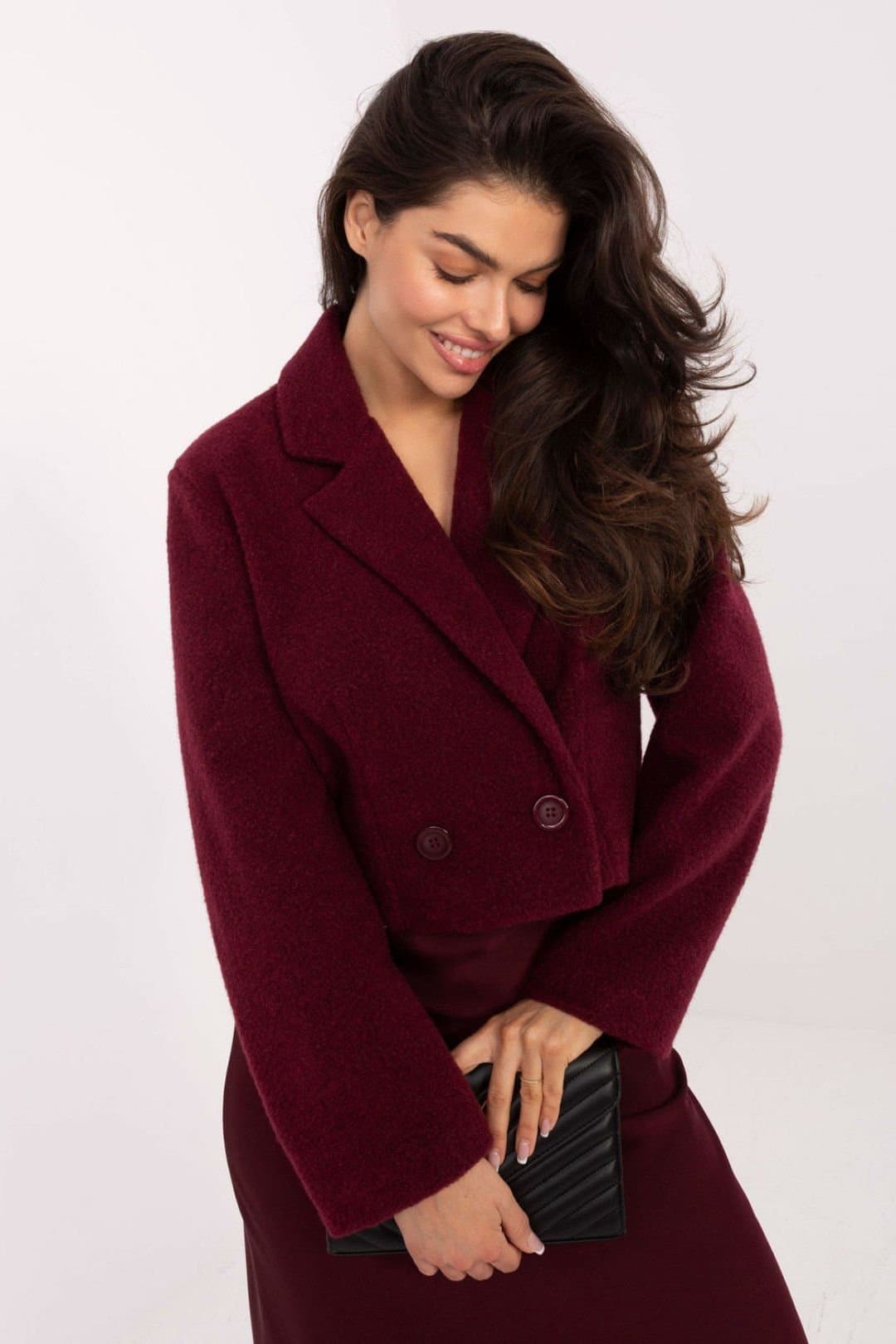 Love Lace Love Lace Women's Short Elegant Double Breasted Polyester Coat Style 220562 in Red
