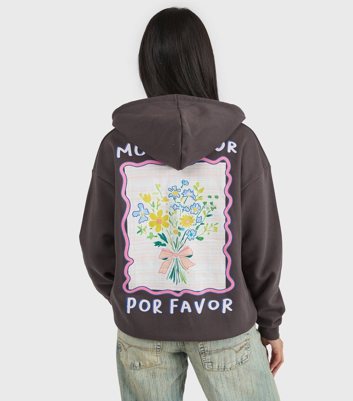 Custard Women's Grey More Amor Por Favor Hoodie Custard New Look