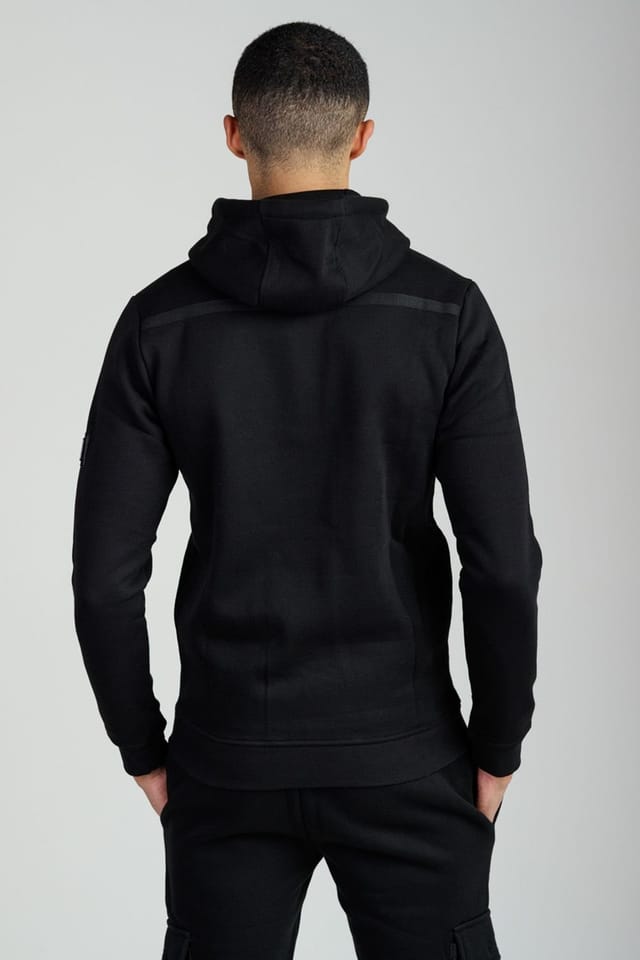 Foray Foray Men's Long Sleeve Utility Pocket Hoody in Black - 2