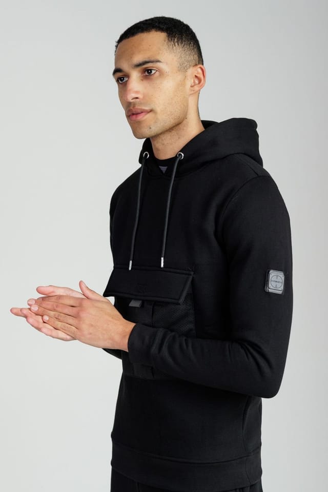 Foray Foray Men's Long Sleeve Utility Pocket Hoody in Black - 3