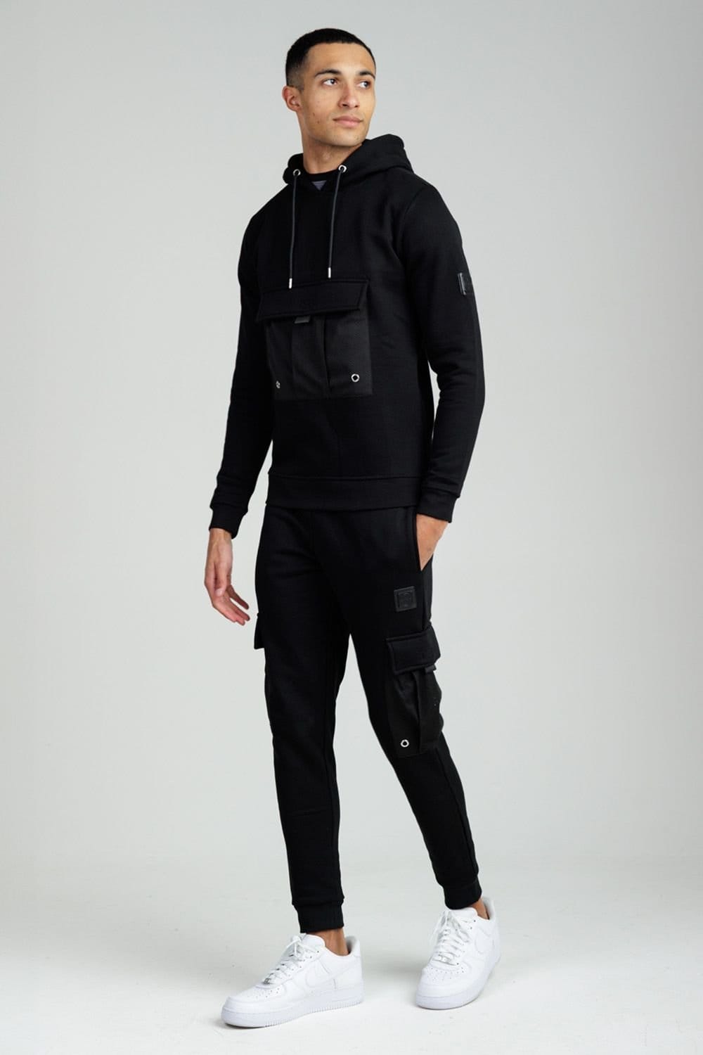 Foray Foray Men's Long Sleeve Utility Pocket Hoody in Black - 4