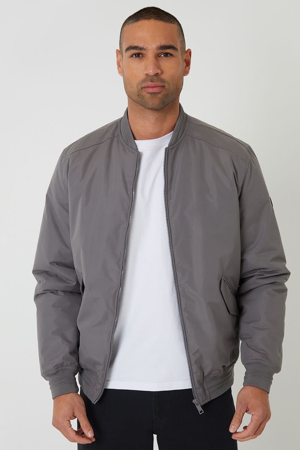 Threadbare Threadbare Men's Padded Bomber Jacket in Dark Grey