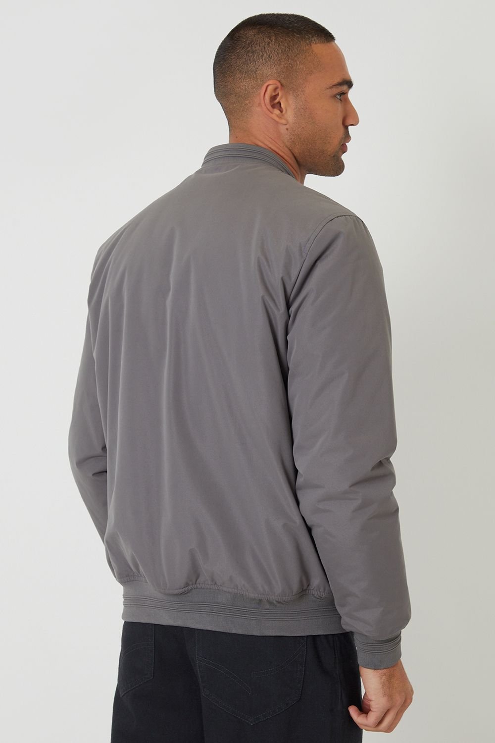 Threadbare Threadbare Men's Padded Bomber Jacket in Dark Grey - 2