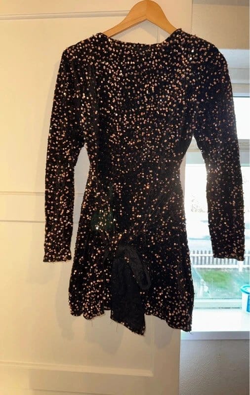 ASOS Black Velvet Sequin Party Dress Size 12-14