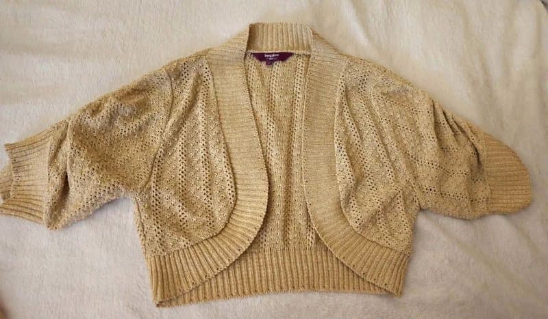 New Look Beige crochet bolero with gold thread – New Look S/UK 8-12 💛