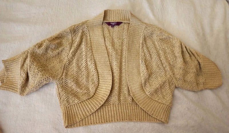 New Look Beige Crochet Bolero With Gold Thread For Petite