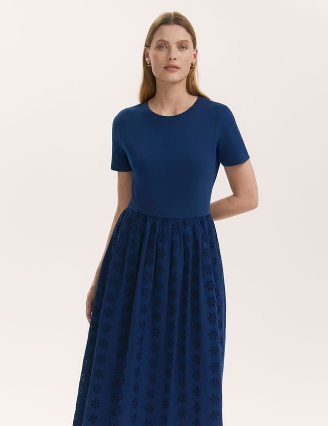 Finery London Finery London Women's Brea Embroidered Cotton Rich Midi Dress in Royal - 2