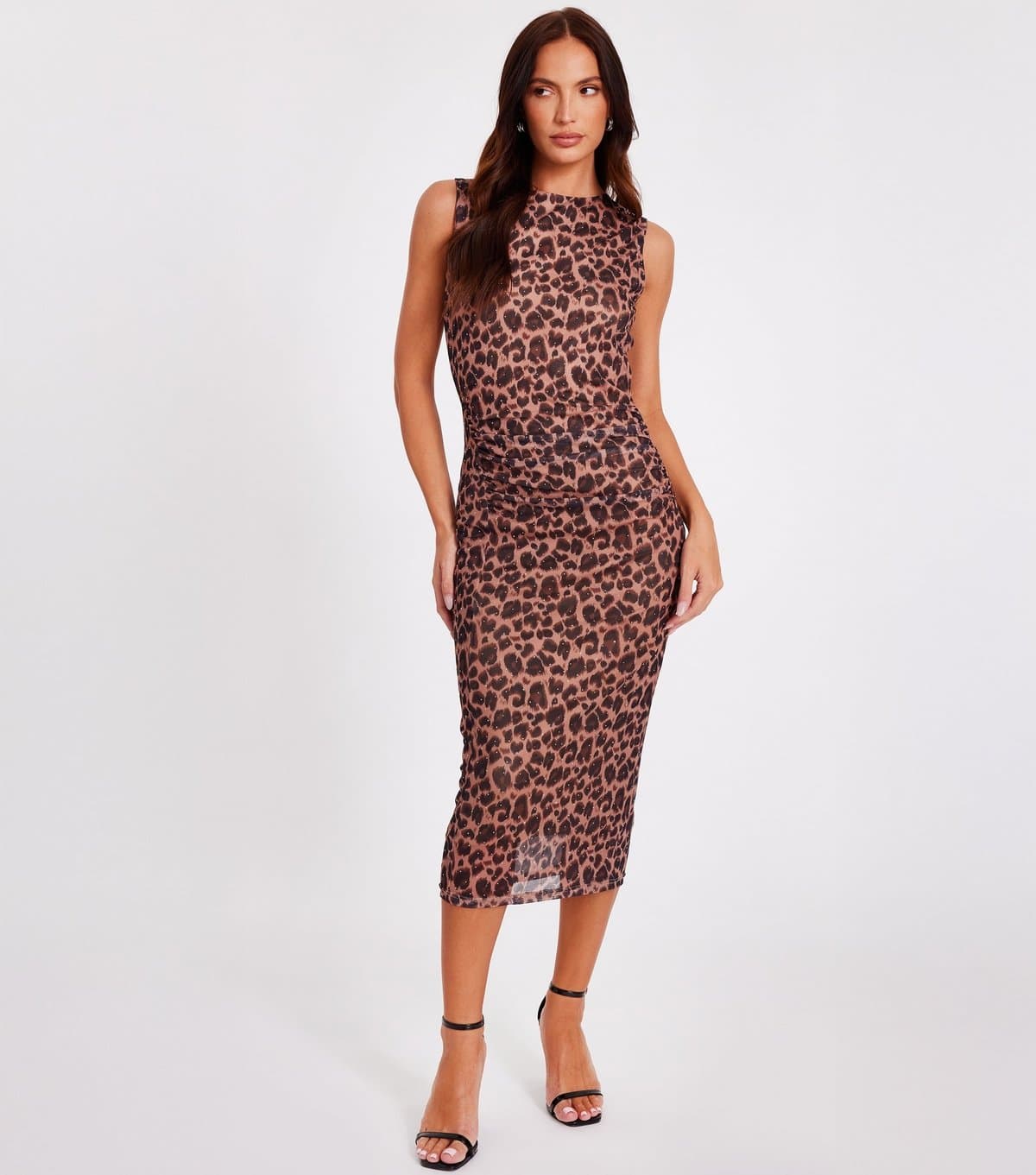 Quiz Women's Brown Leopard Print Midi Dress Quiz New Look