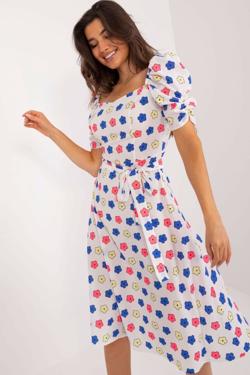 Love Lace Love Lace Women's Youth Summer Floral Fit & Flare Dress in White - 1