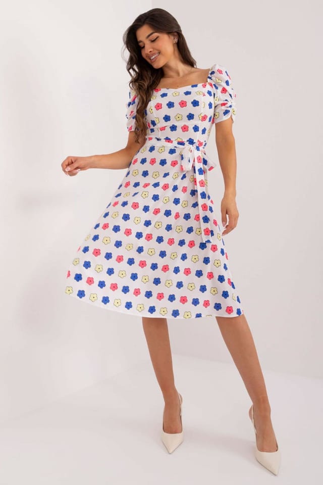 Love Lace Love Lace Women's Youth Summer Floral Fit & Flare Dress in White - 2