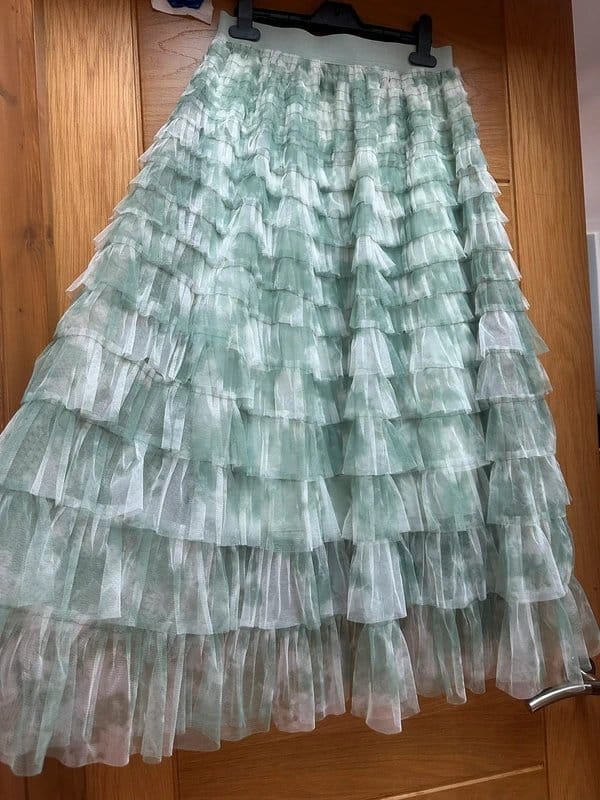 Stunning tulle net mesh chiffon ruffle festival skirt