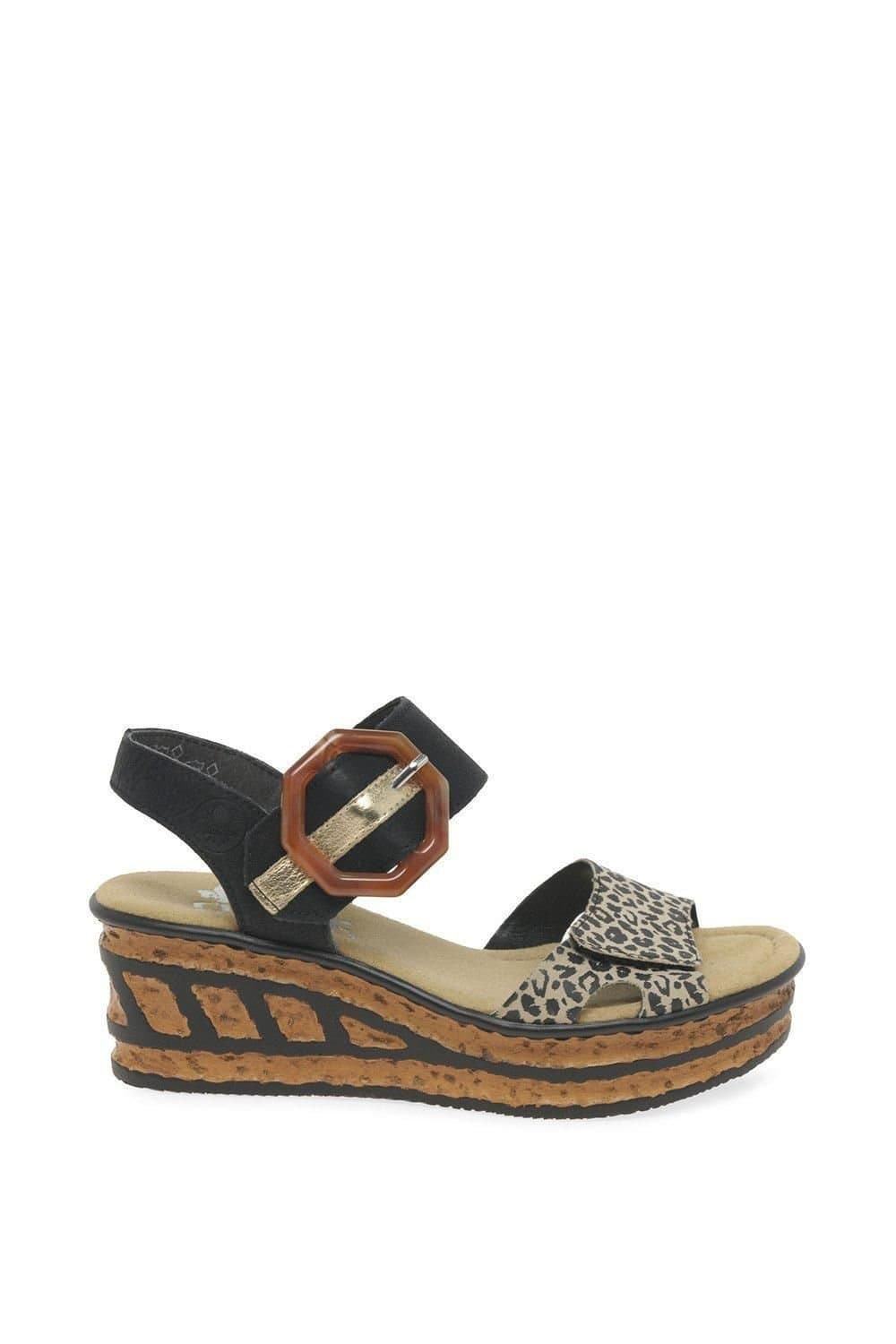 Rieker Rieker Women's 'Gift' Wedge Heel Sandals in Black