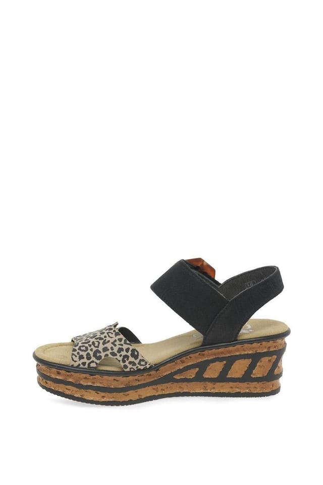 Rieker Rieker Women's 'Gift' Wedge Heel Sandals in Black - 2