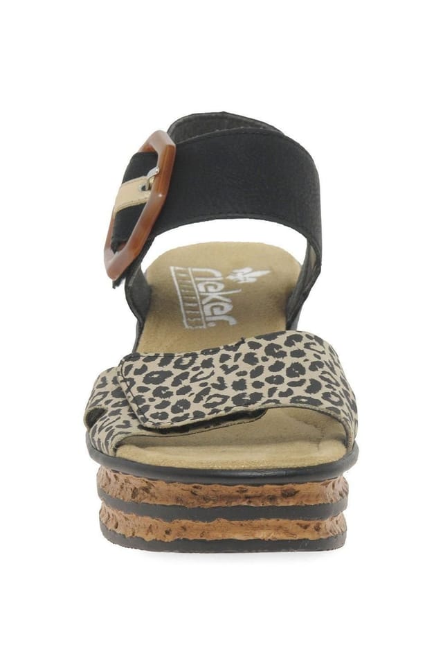 Rieker Rieker Women's 'Gift' Wedge Heel Sandals in Black - 3