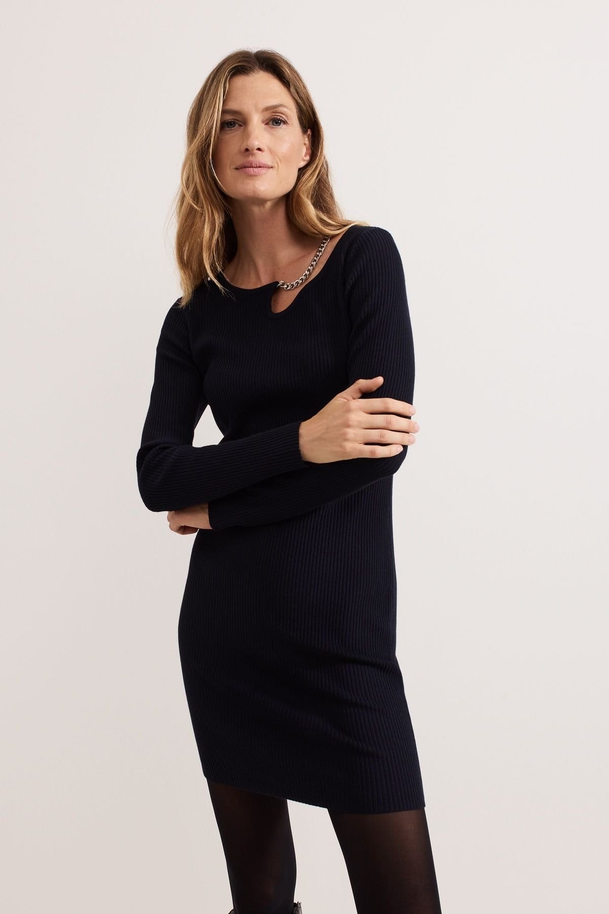 Phase Eight Dark Navy Ribbed Mini Dress
