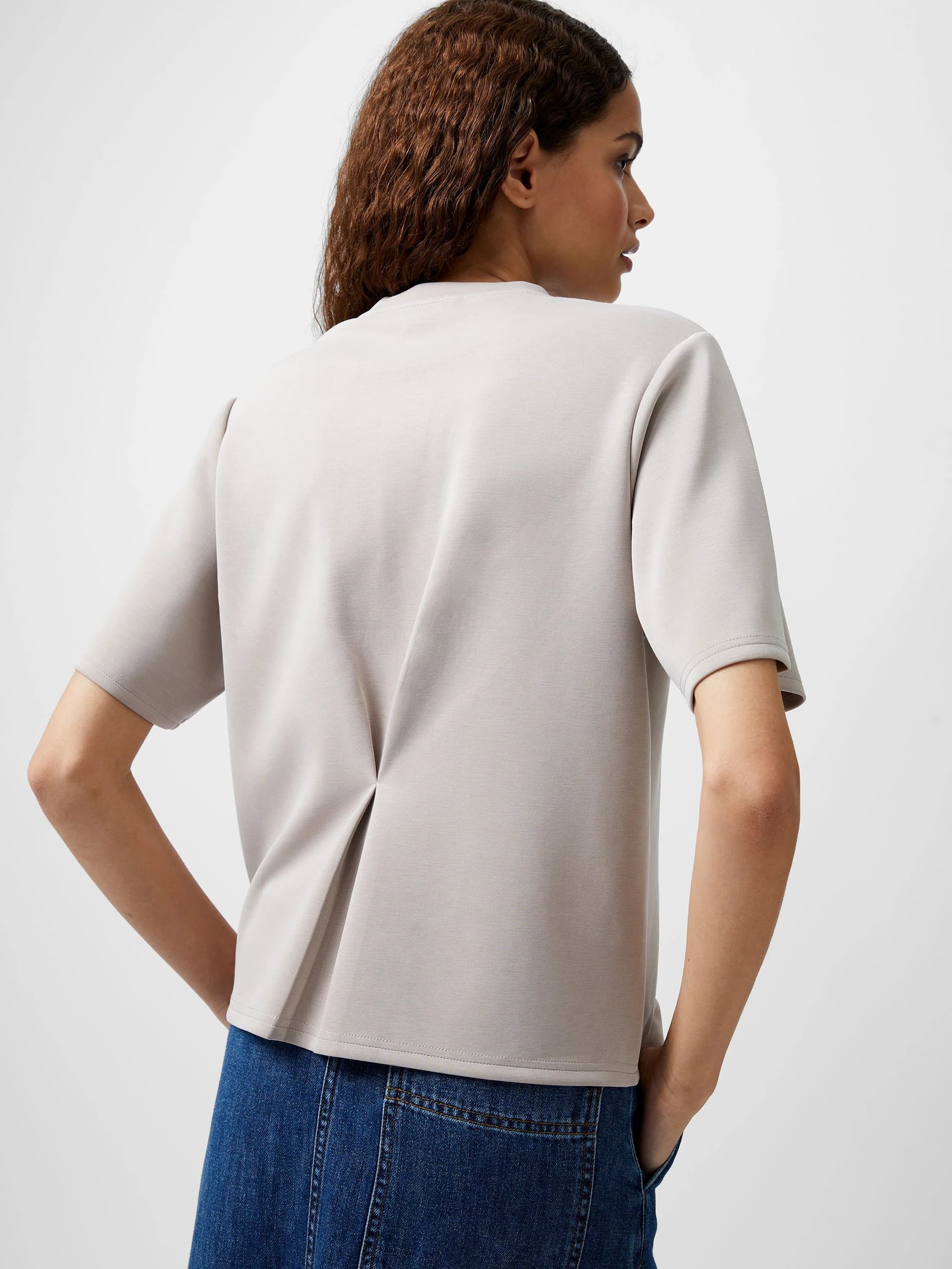 French Connection Wren Short Sleeve Pinched T-Shirt Washed Macchiato