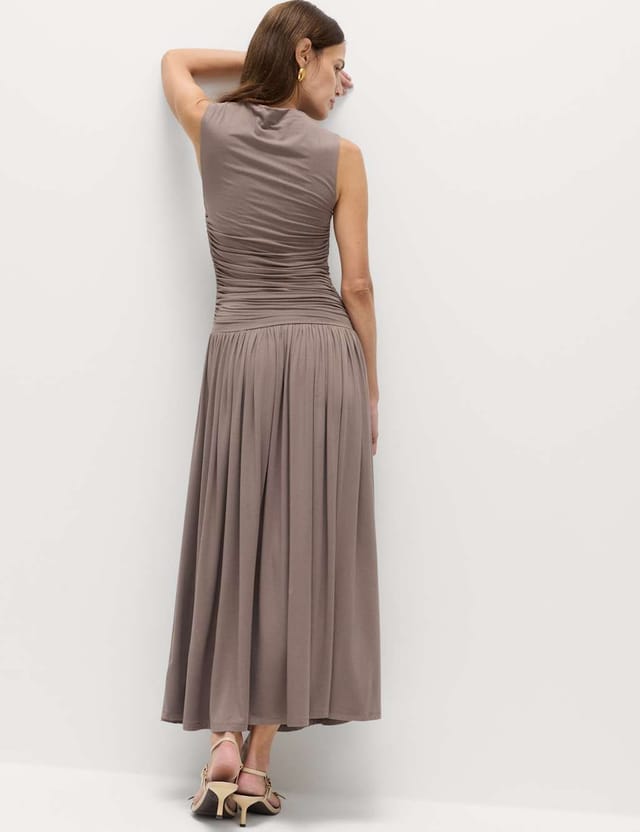 Marks & Spencer M&S Jersey Sleeveless Draped Midaxi Dress Neutral - 3
