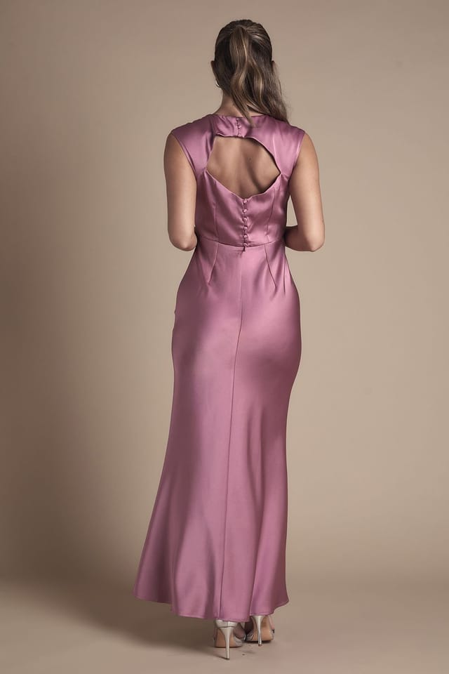 Oasis Oasis Women's Rose Satin Open Back Detail Maxi Bridesmaid Dress - 3